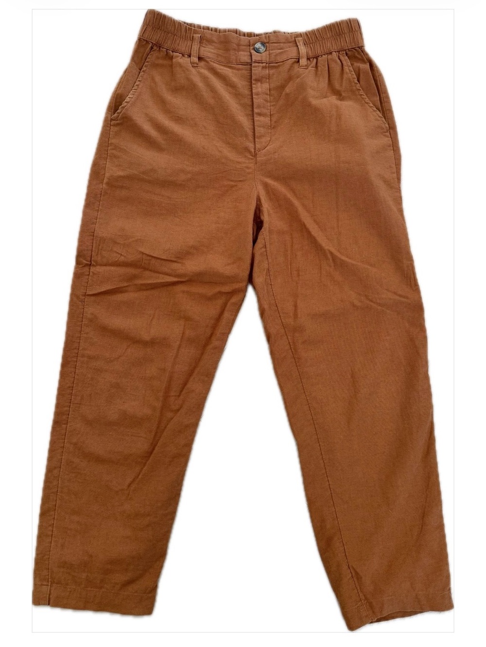 American Eagle Outfitters Brown Tapered Barrel Pants Cotton Linen Women's sz M